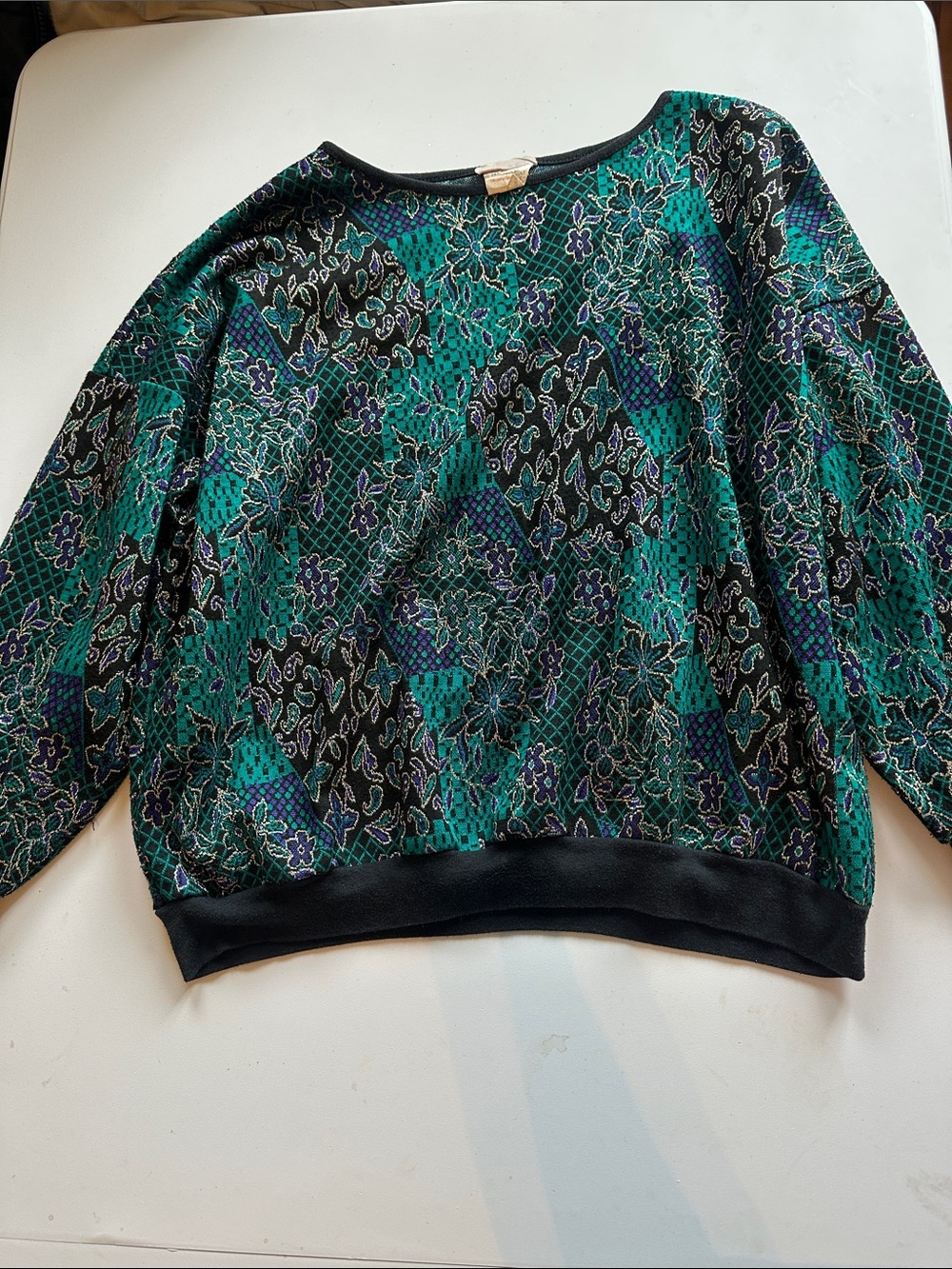 UNISEX Green & Purple Floral Metallic Threadil
